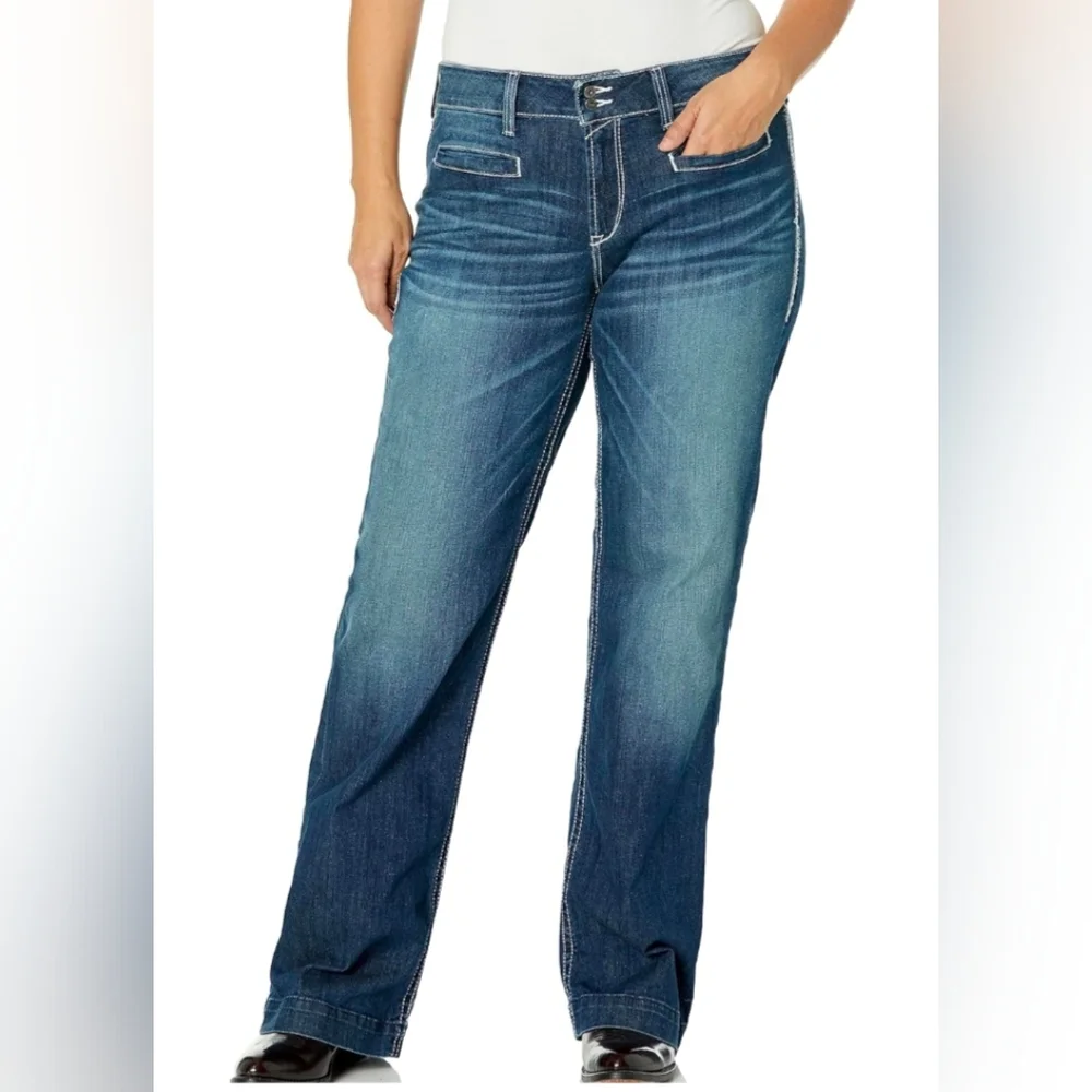 Ariat Women's Straight Leg Jeans - Blue - Picture 1 of 16